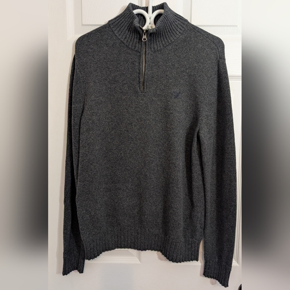 American Eagle Men's Cotton Grey Half Zip Knit Sweater Pullover Size M - Picture 15 of 16